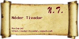 Néder Tivadar névjegykártya